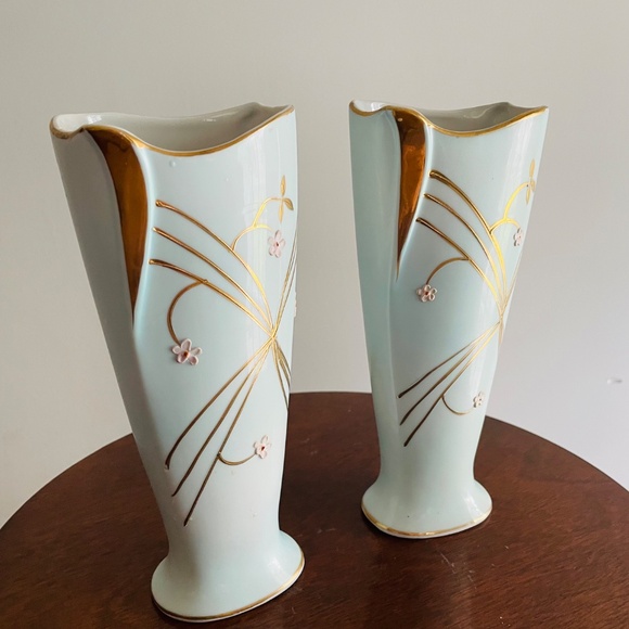 Mid Century Arnart Creation vases, Light Blue Vase Set, Mid Century Vases - Picture 3 of 5